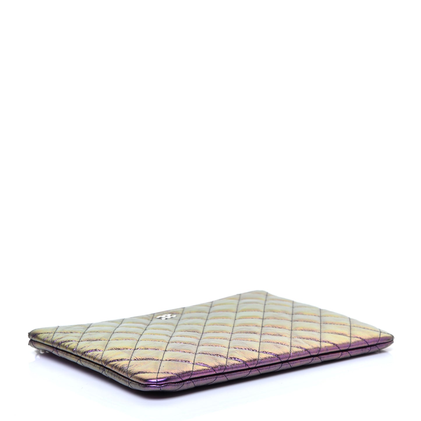 Iridescent Crumpled Calfskin CC Ripples Medium Cosmetic Case Purple