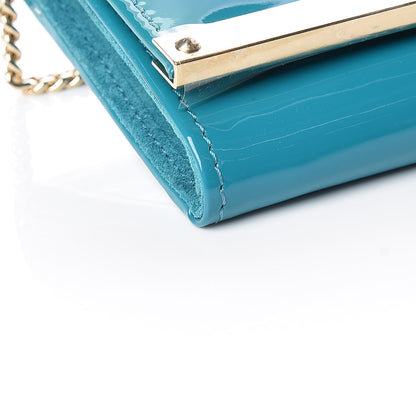 Jimmy Choo Patent Milla Wallet on Chain Turquoise 8 of 10
