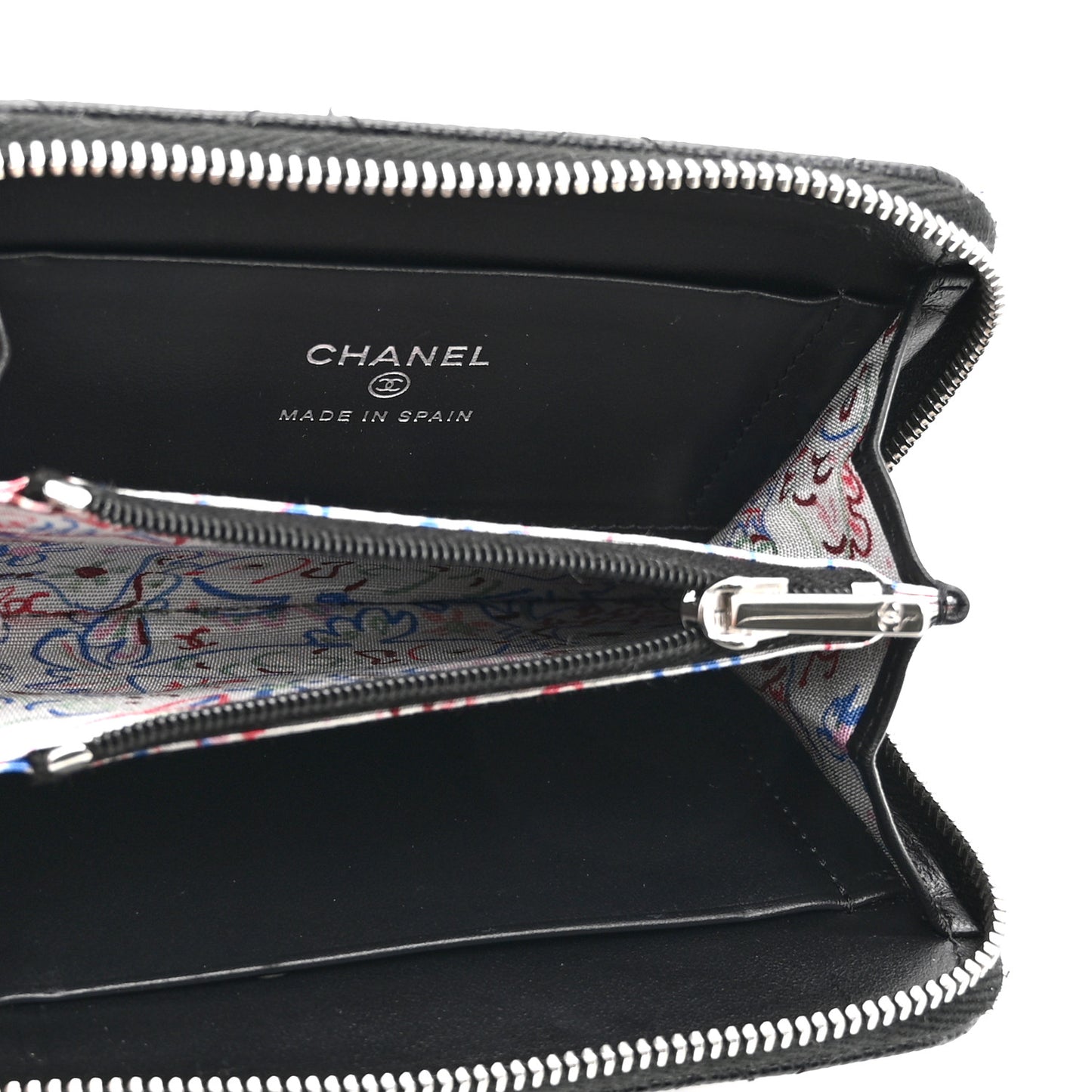 Caviar Quilted CC Zipped Coin Purse Black