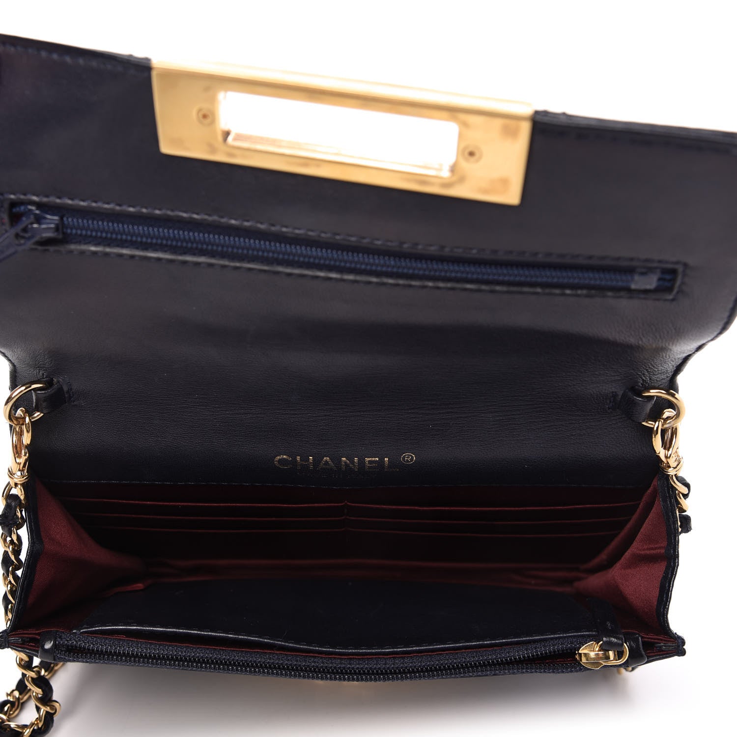 Chanel Lambskin Quilted Golden Class Wallet on Chain WOC Navy 5 of 11