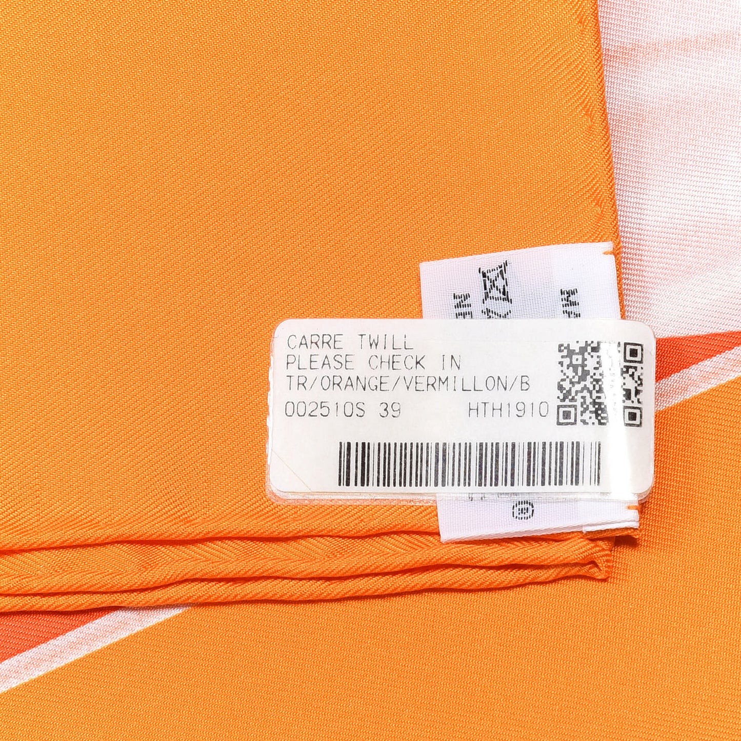 Silk Please Check In Scarf 90 Orange Vermillon