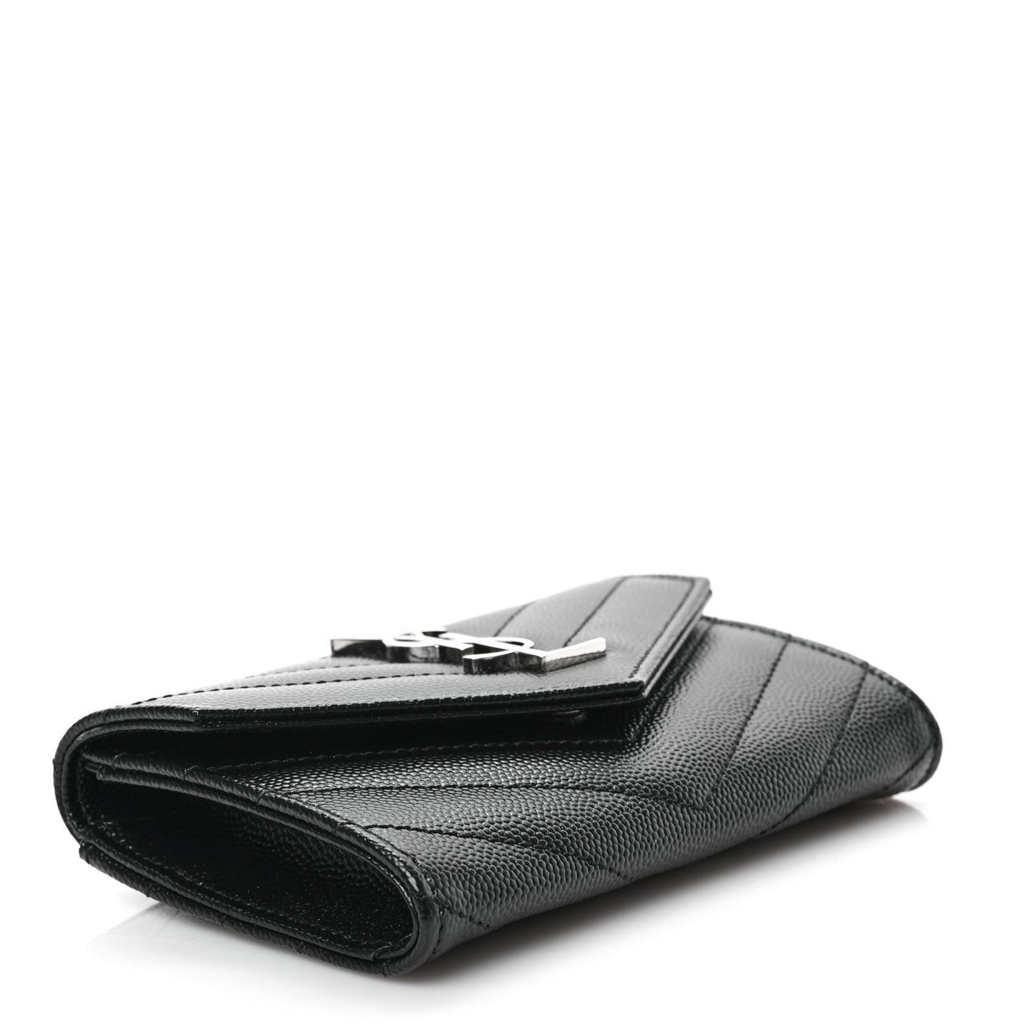 Grain De Poudre Matelasse Chevron Small Monogram Envelope Wallet Black