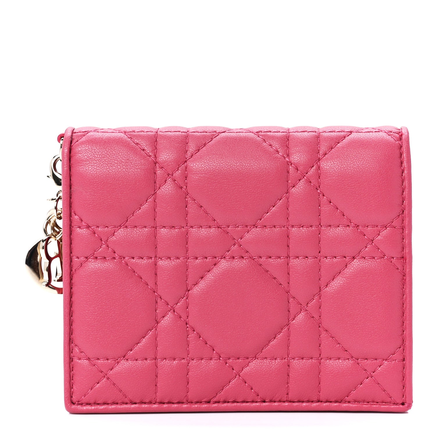 Christian Dior Lambskin Cannage Mini Lady Dior Wallet Pink 1 of 13