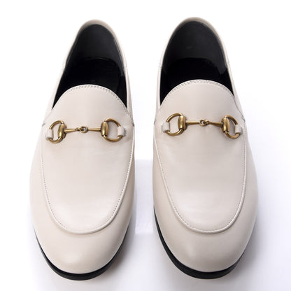 Gucci Lambskin Womens Brixton Horsebit Loafers 37 Mystic White 5 of 11
