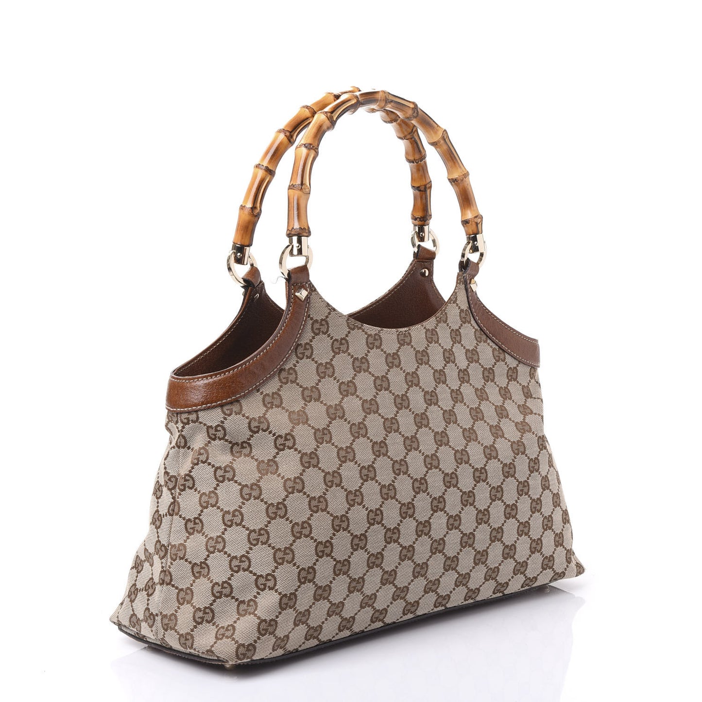 Monogram Bamboo Handle Bag Brown