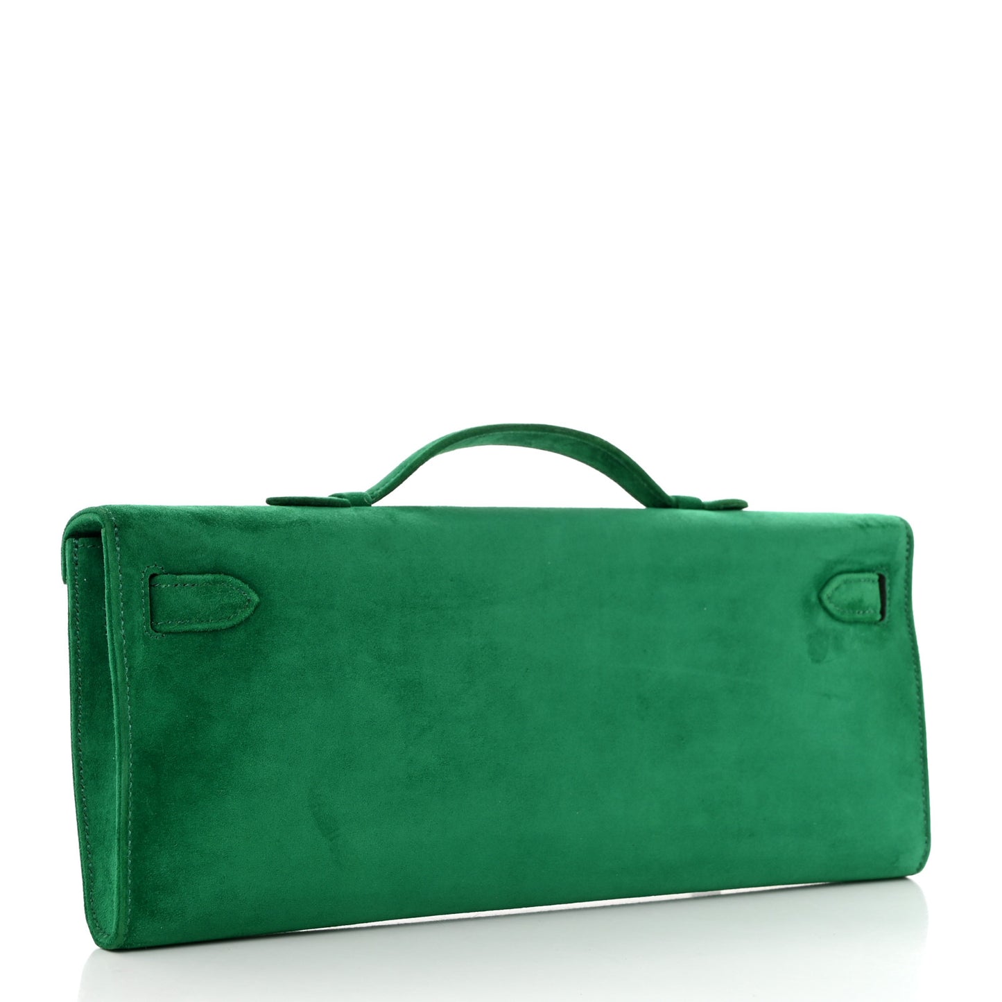Veau Doblis Suede Kelly Cut Clutch Pochette Cactus