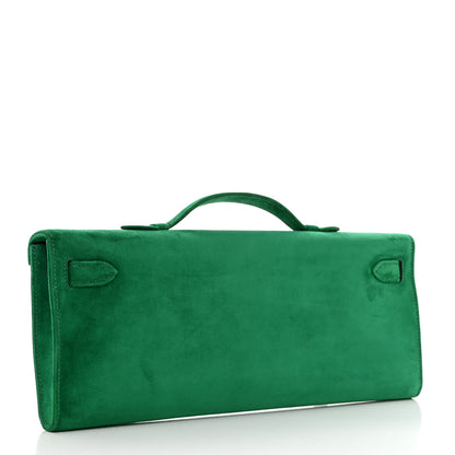 Hermes Veau Doblis Suede Kelly Cut Clutch Pochette Cactus 3 of 10