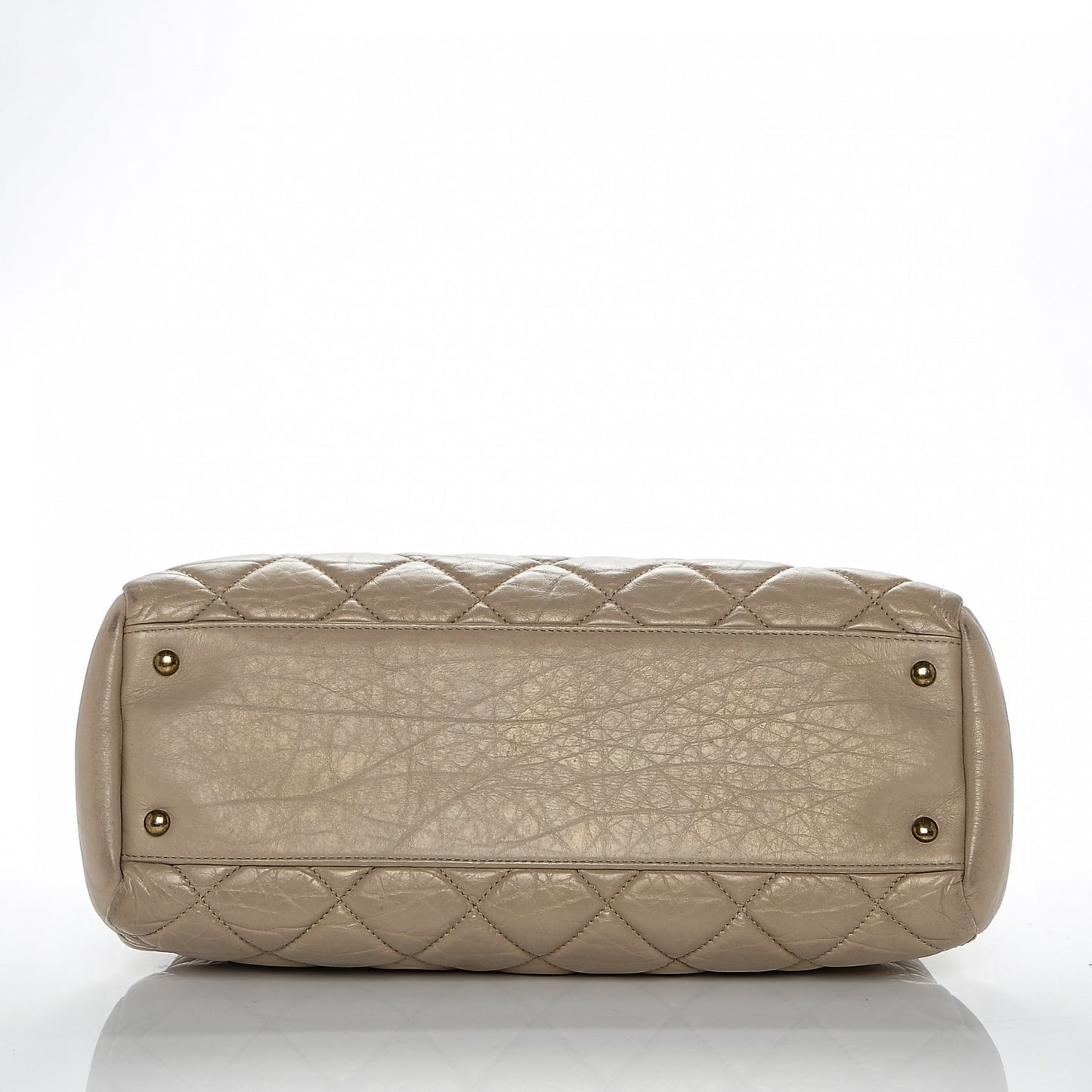 Aged Calfskin Large Just Mademoiselle Bowling Bag Beige