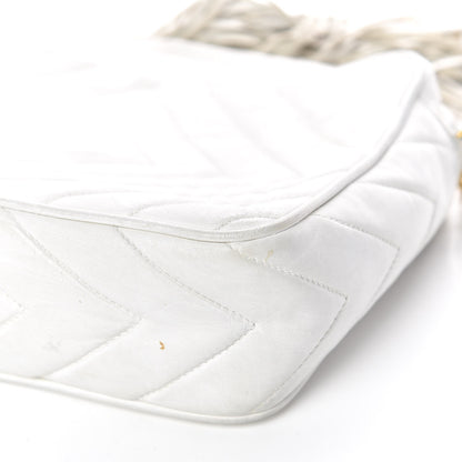 Chanel Lambskin Chevron Quilted Medium Tassel Camera Case White 18 of 21
