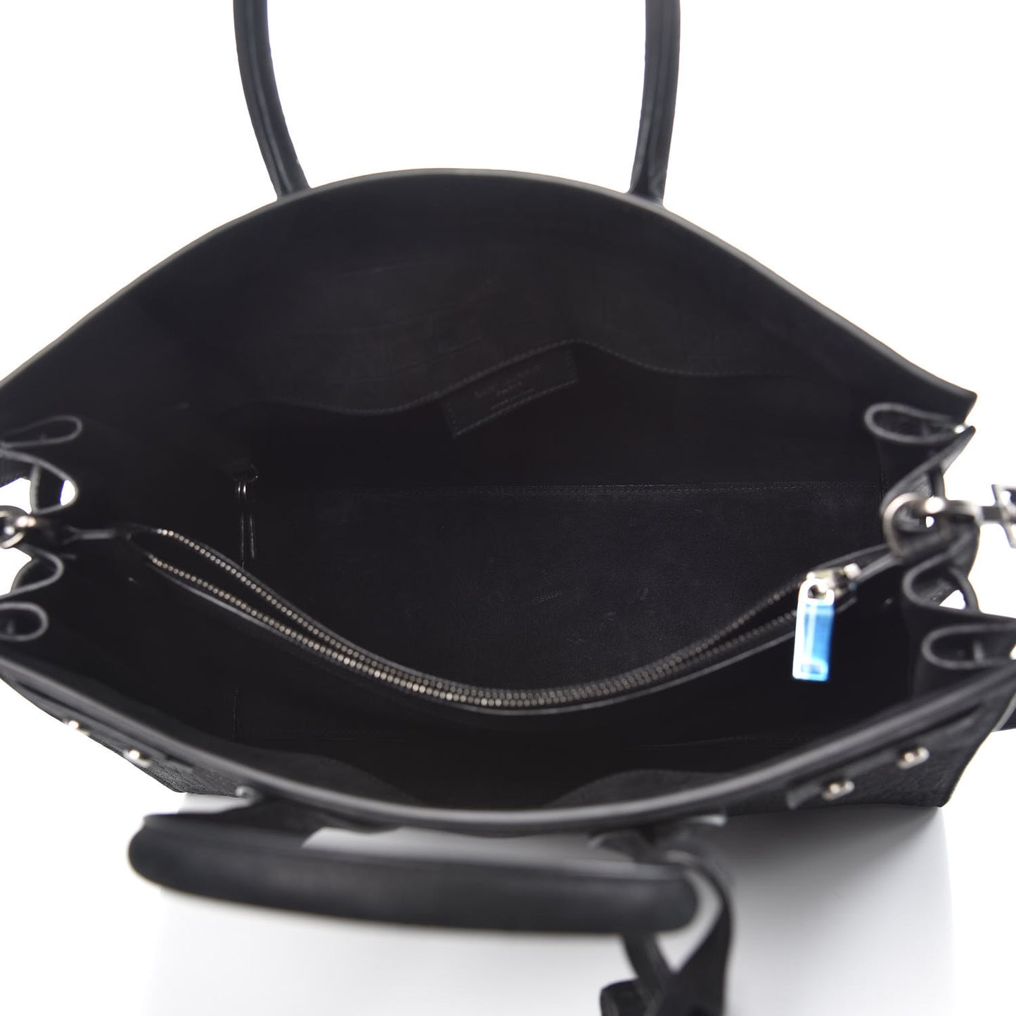 Crocodile Embossed Suede Small Supple Sac de Jour Black