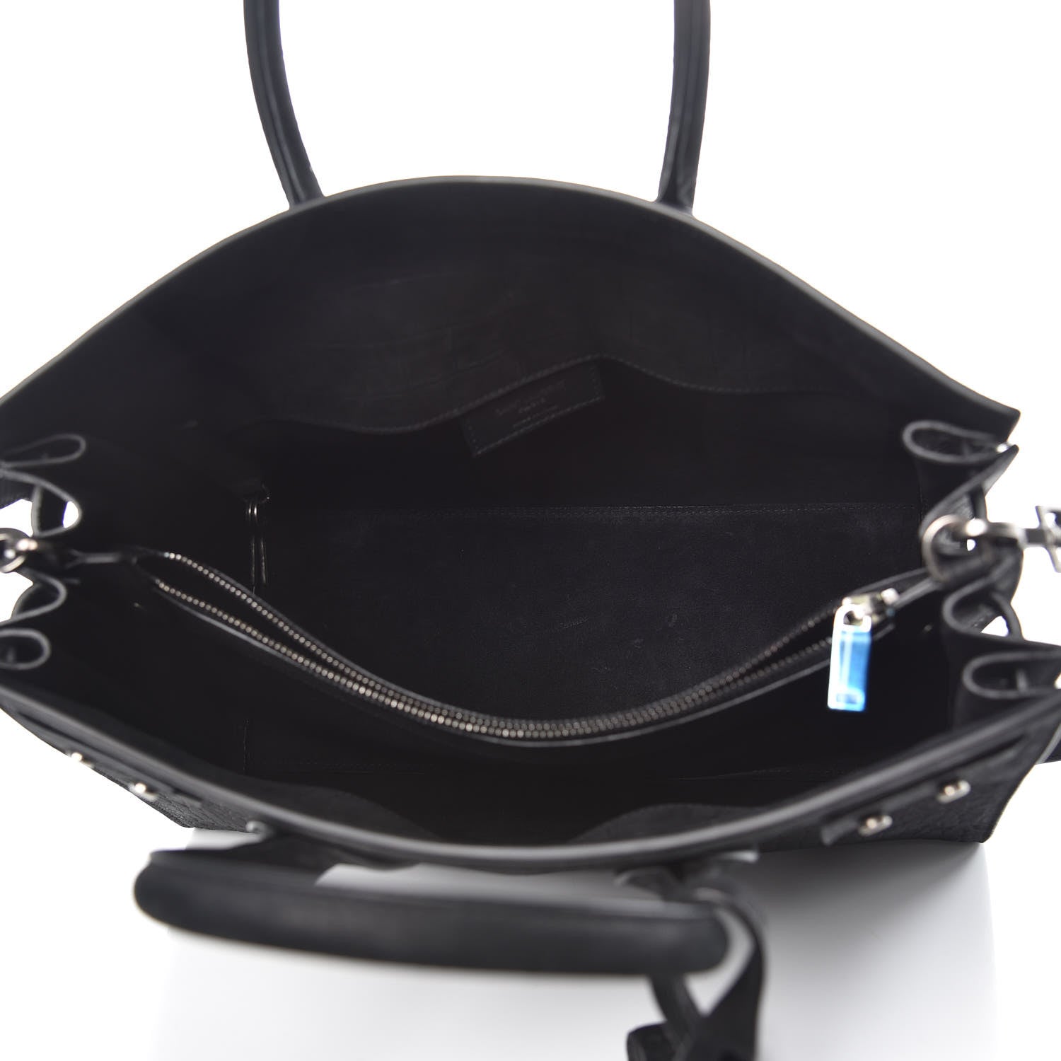Saint Laurent Crocodile Embossed Suede Small Supple Sac de Jour Black 5 of 12