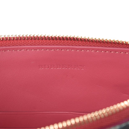 Burberry Haymarket Check Floral Print Peyton Wristlet Plum Pink Pewter Blue 6 of 8