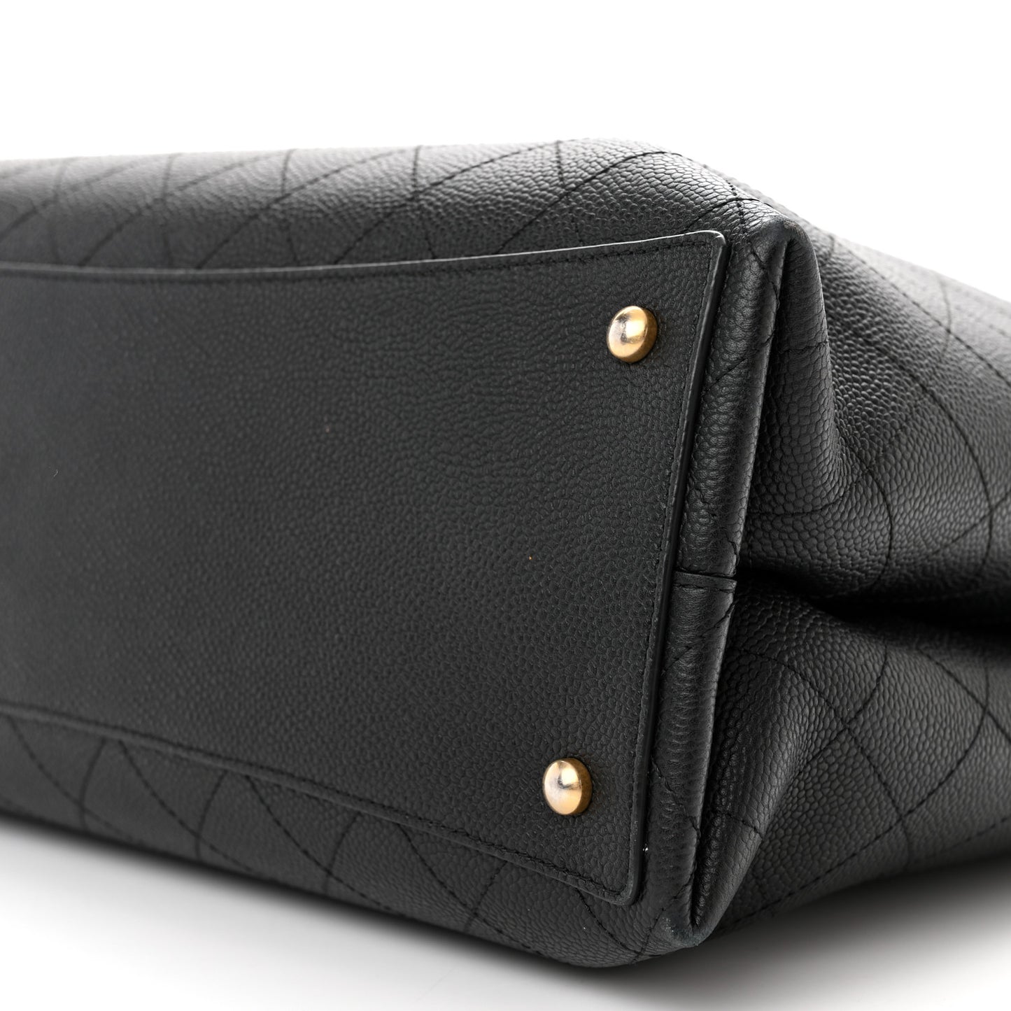 Caviar Stitched Large Shopping Tote Bag Black