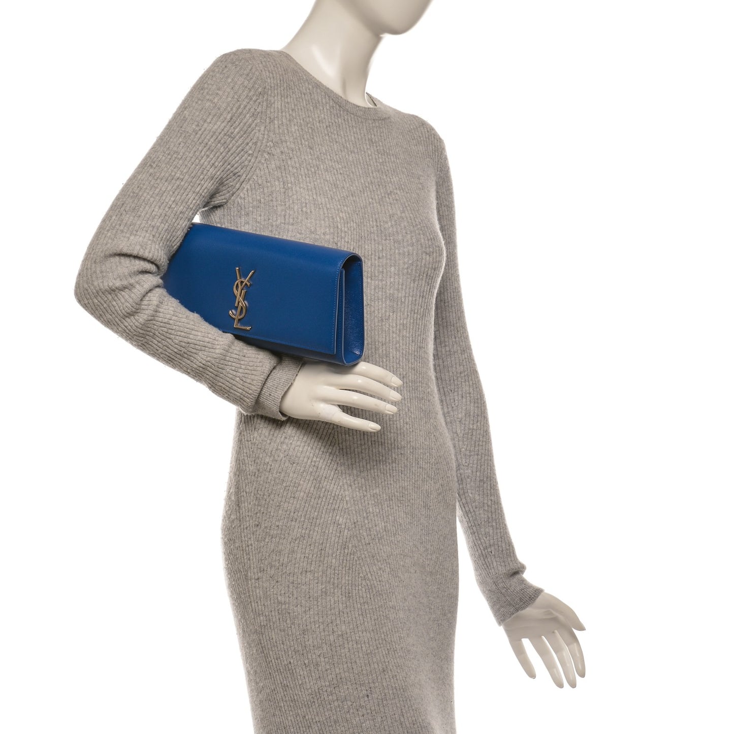 Grain De Poudre Classic Monogram Clutch Royal Blue