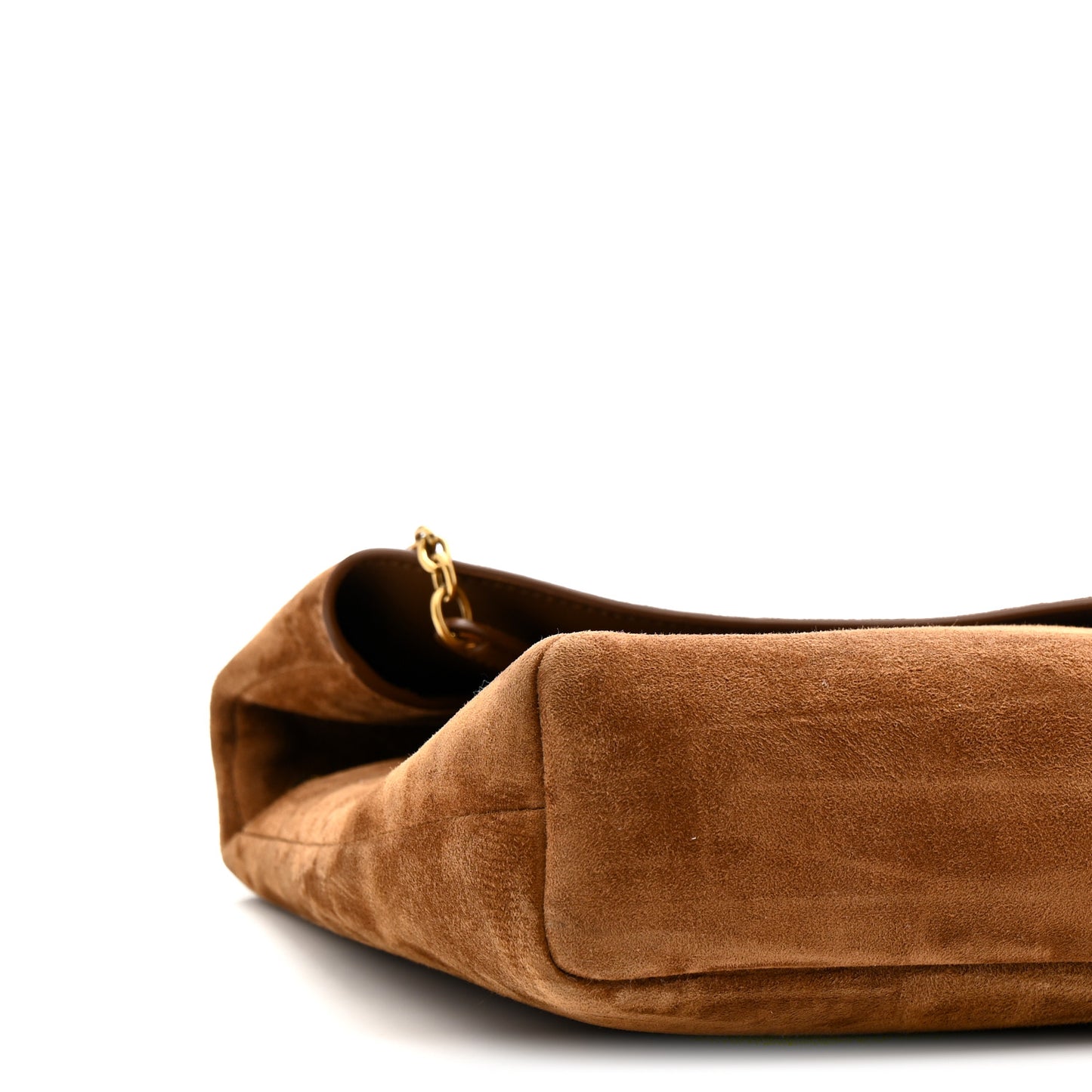 Suede Large Cassandre Pouch On Chain Caramel Cognac