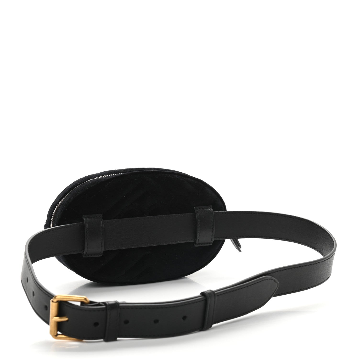 Gucci Velvet Matelasse GG Marmont Belt Bag 85 34 Black 3 of 9
