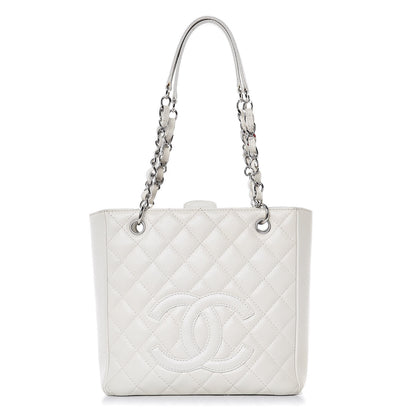 Chanel Caviar Quilted Petit Shopping Tote PST White 1 of 19