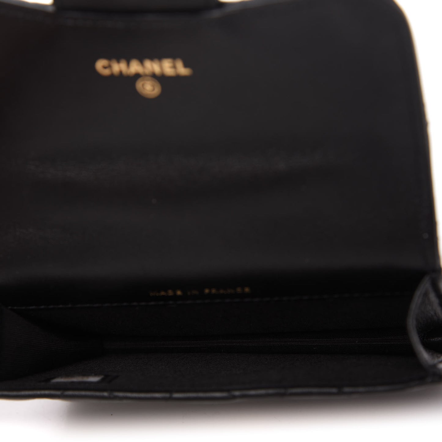 Lambskin Quilted Top Handle Flap Coin Purse With Chain Black
