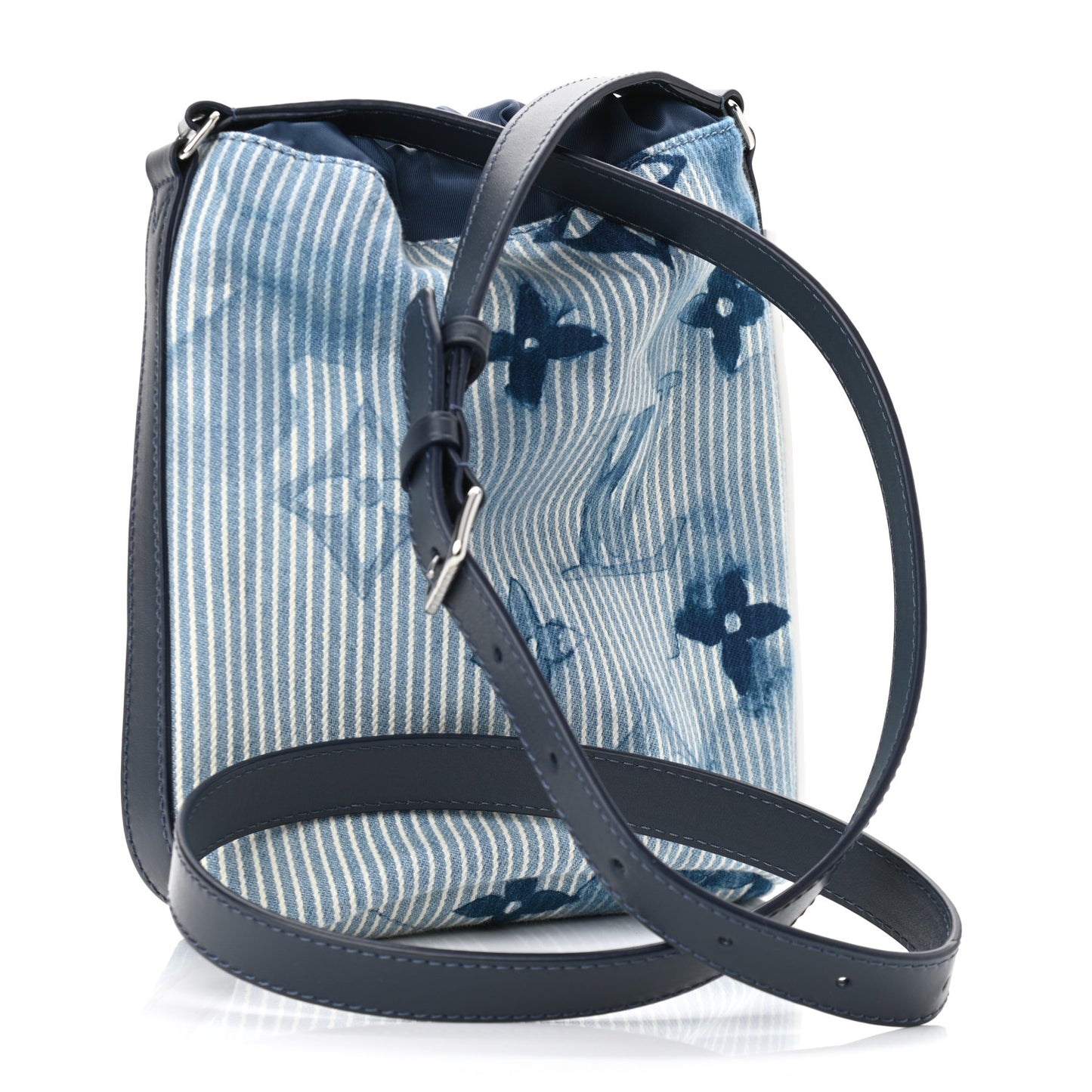 Hickory Stripes Denim Monogram Watercolor Sac Marin BB Blue