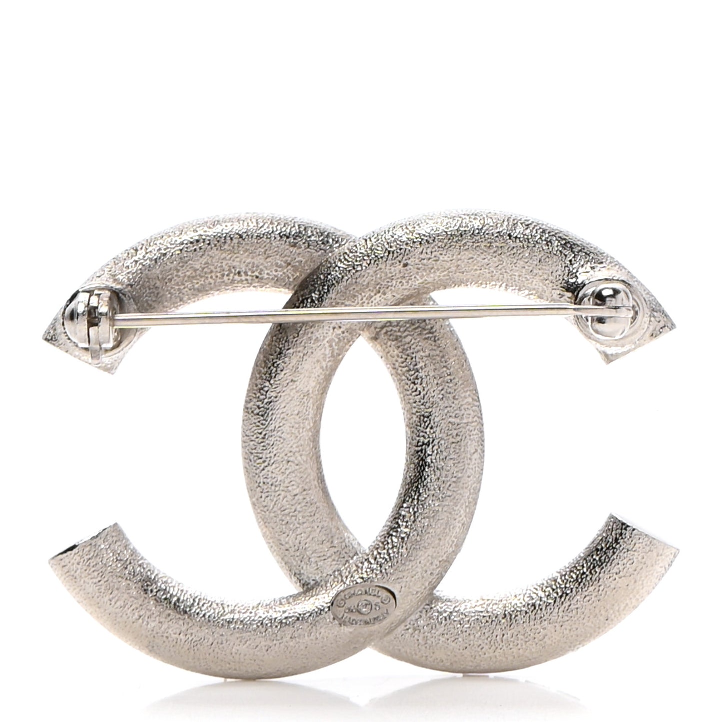 Baguette Crystal CC Brooch Silver