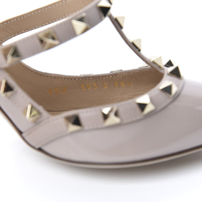 Valentino Garavani Patent Rockstud Ankle Strap Pumps 38.5 Poudre 8 of 9