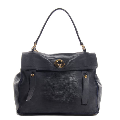 Saint Laurent Leather Lizard Embossed Muse Two Blue 1 of 9