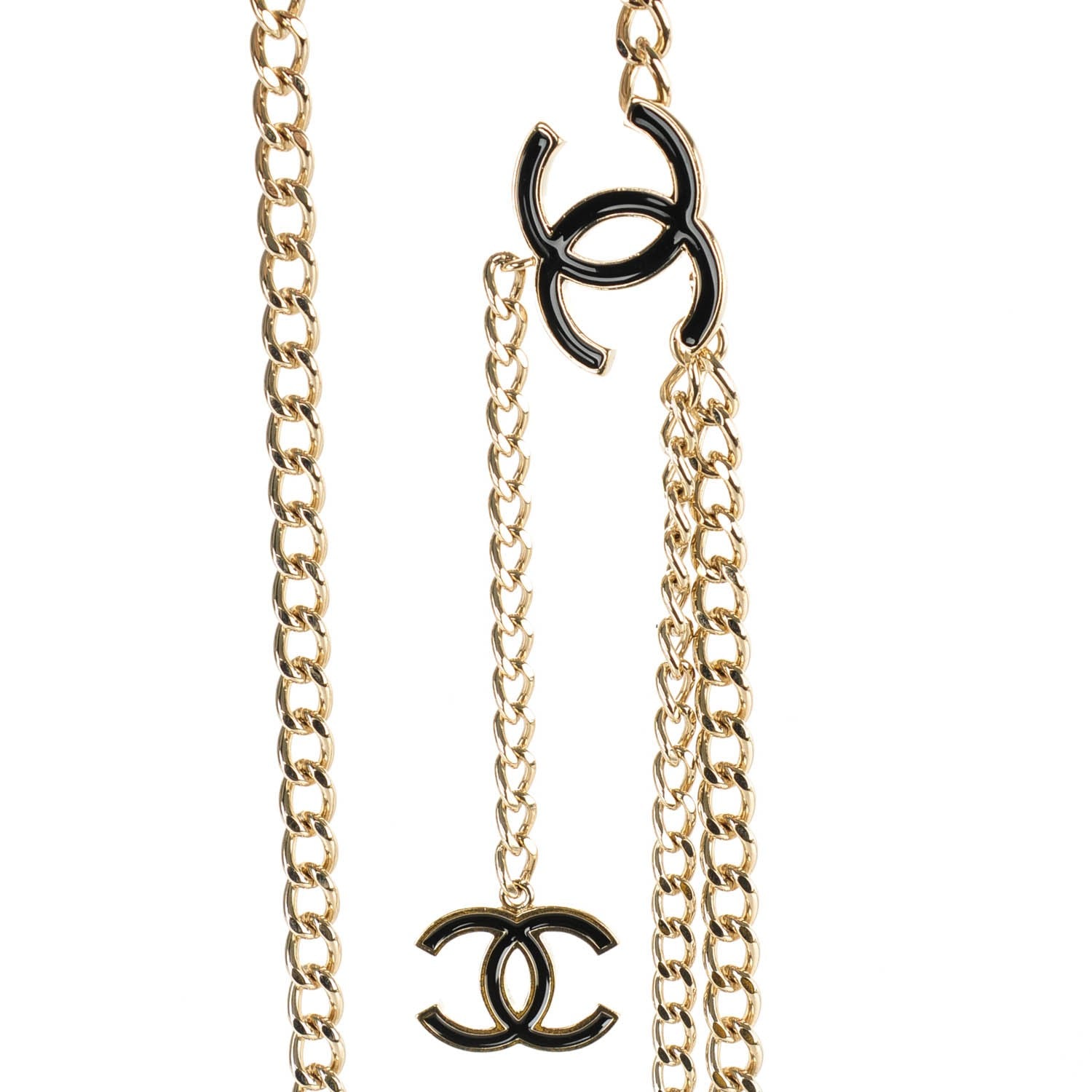 Chanel Enamel CC Ceinture Fantai Adjustable Belt Gold Black 4 of 5