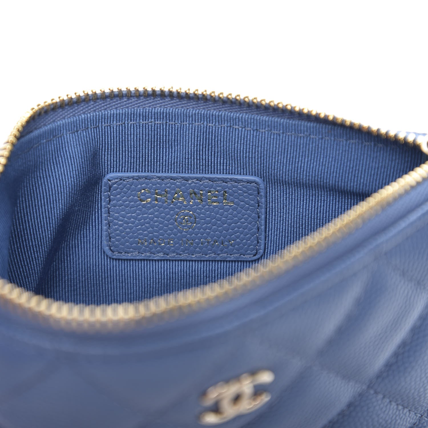 Chanel Caviar Quilted Small Cosmetic Case Blue 6 of 8