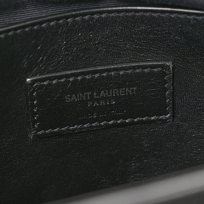 Saint Laurent Calfskin Crocodile Embossed Medium West Hollywood Monogram Fold-Over Grey 5 of 7