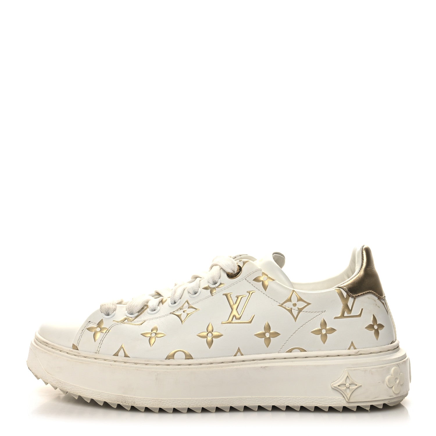 Louis Vuitton Calfskin Monogram Debossed Time Out Sneakers 40 Gold 1 of 9