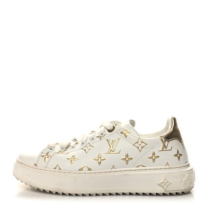 Louis Vuitton Calfskin Monogram Debossed Time Out Sneakers 40 Gold 1 of 9