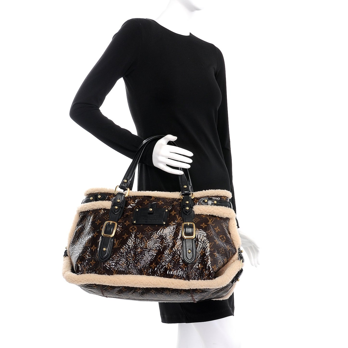 Patent Monogram Shearling Sac Thunder