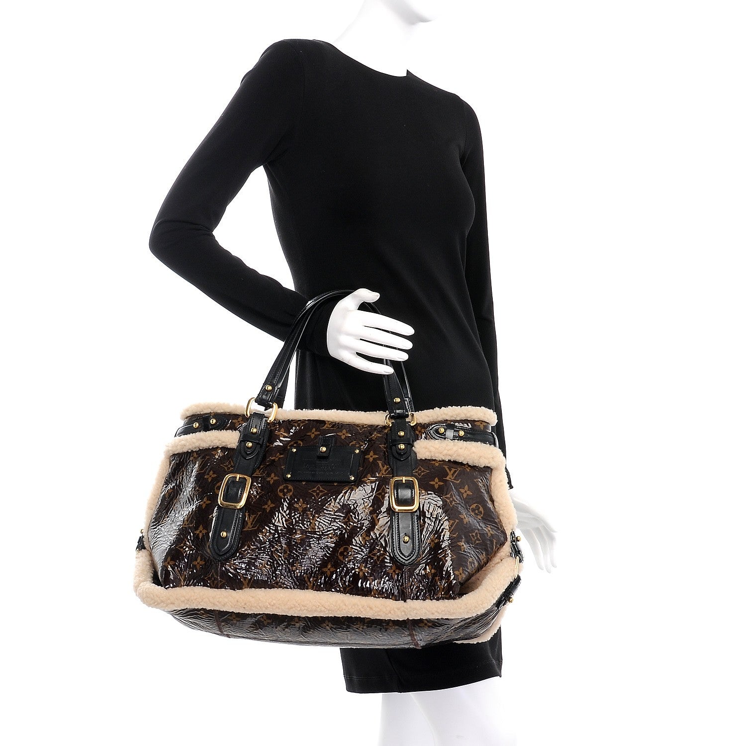 Louis Vuitton Patent Monogram Shearling Sac Thunder 2 of 6