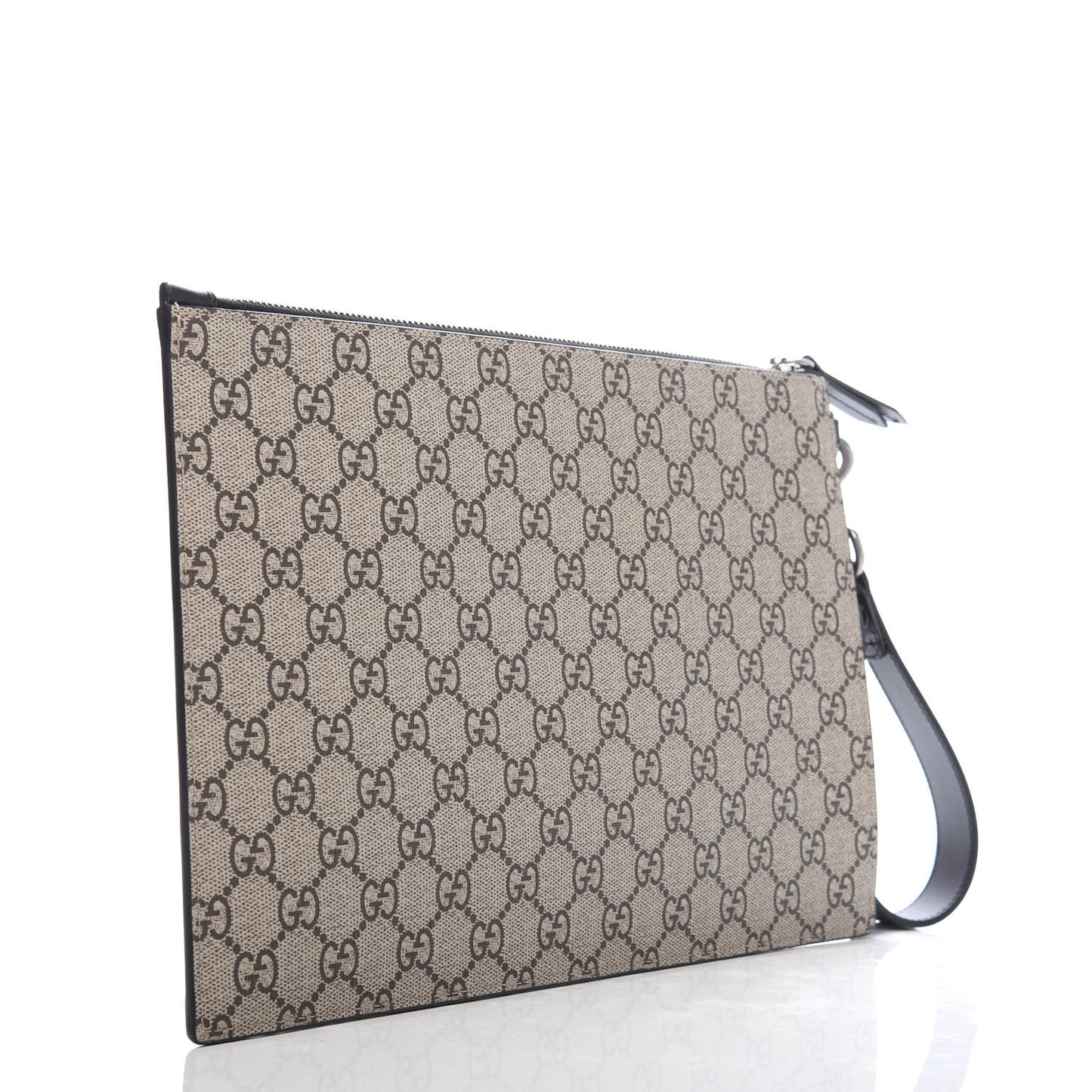 GG Supreme Monogram Kingsnake Zip Wristlet Pouch Beige Black