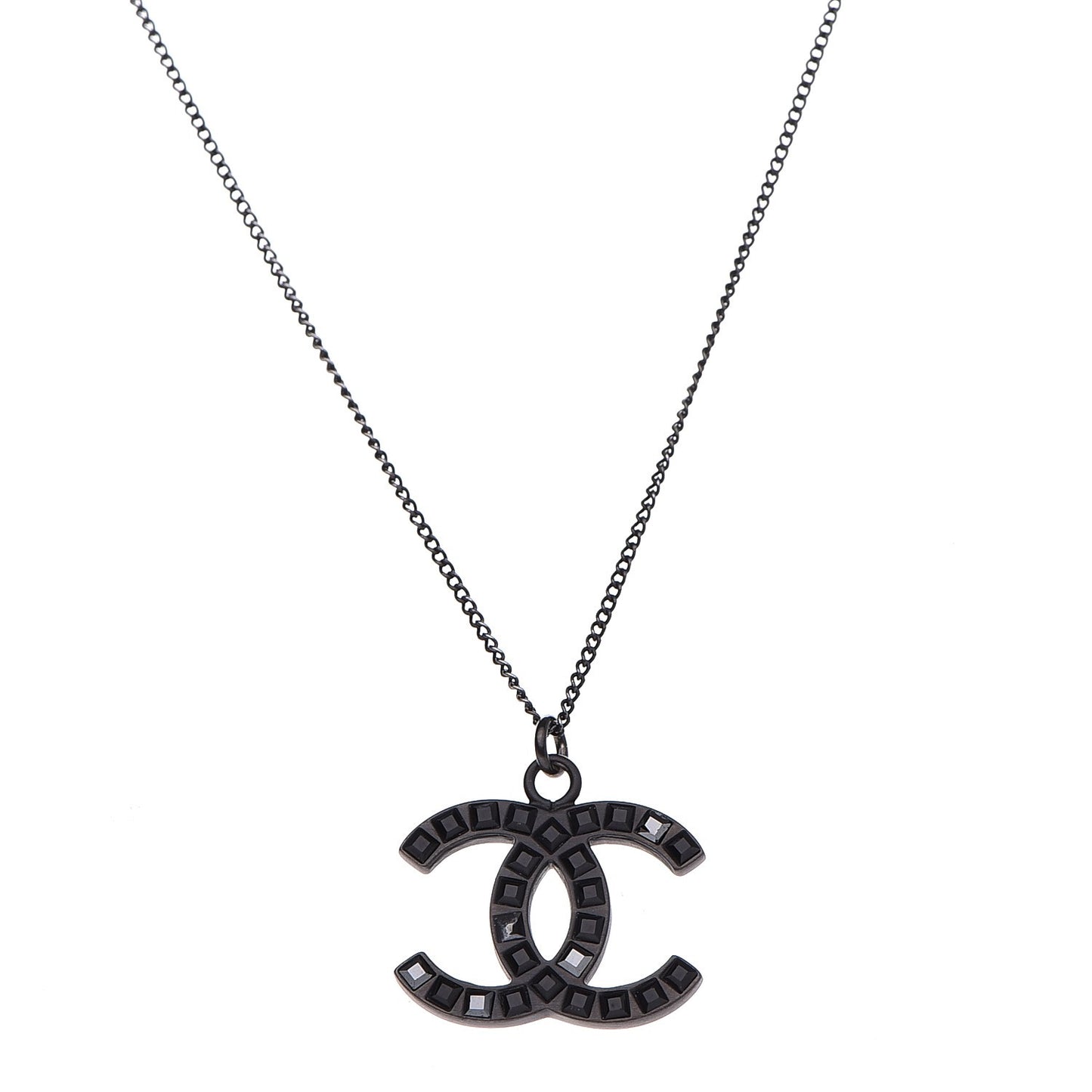 Ruthenium Baguette Crystal CC Necklace Black