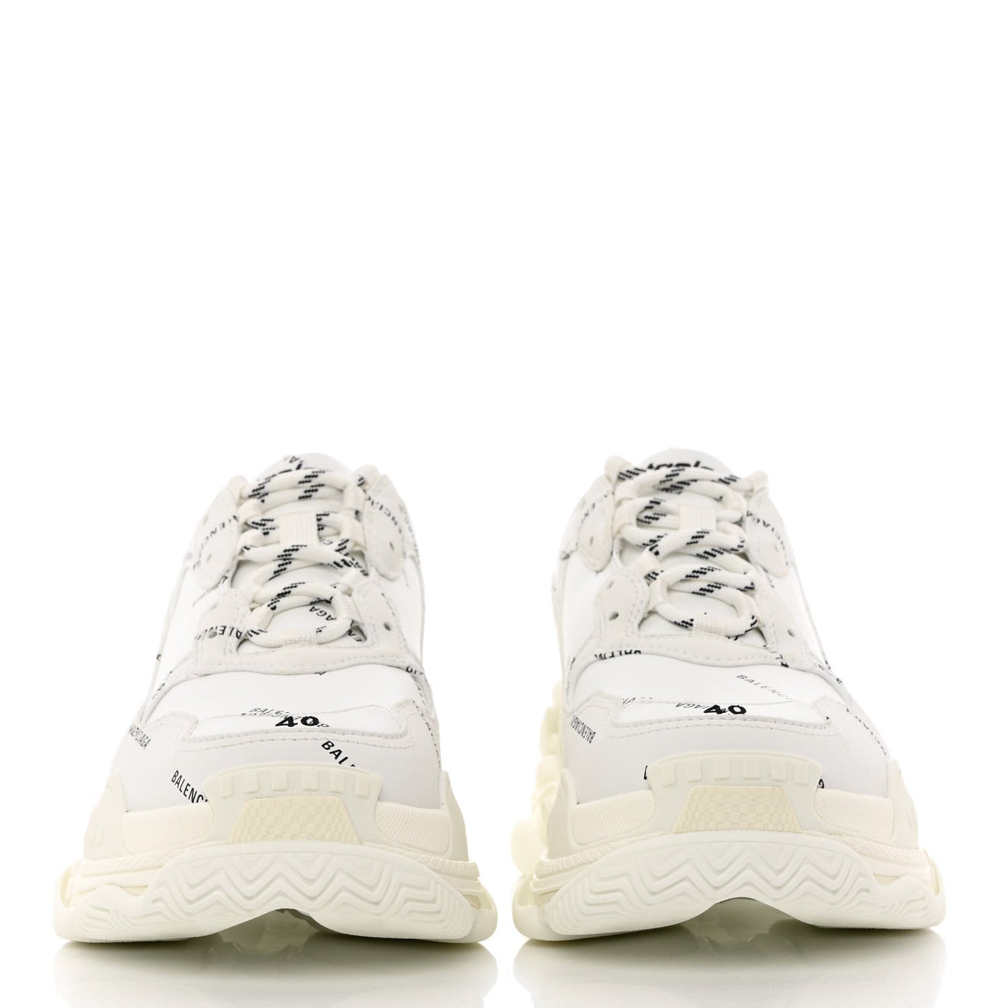 Technical Fabric Allover Logo Womens Triple S Sneakers 40 White Black