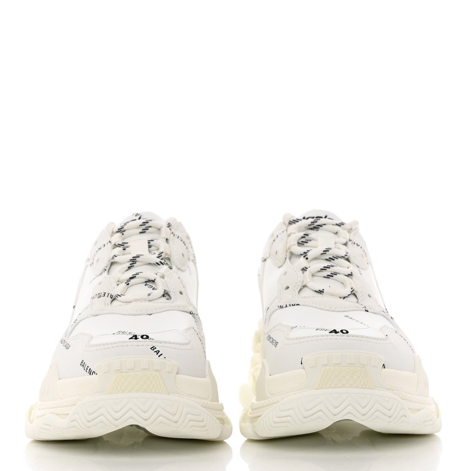 Balenciaga Technical Fabric Allover Logo Womens Triple S Sneakers 40 White Black 2 of 9