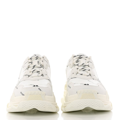 Balenciaga Technical Fabric Allover Logo Womens Triple S Sneakers 40 White Black 2 of 9