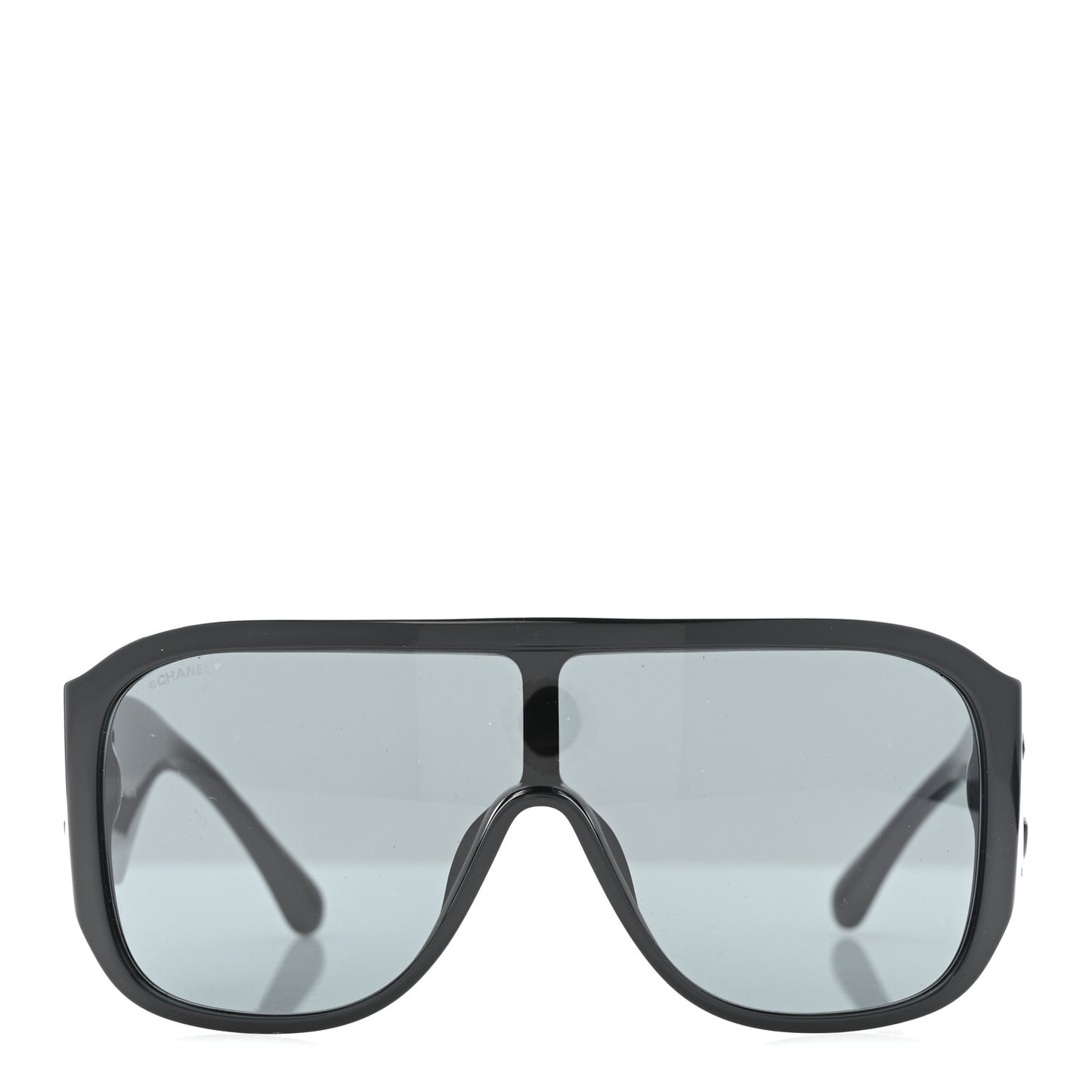 Acetate Crystal CC Shield Sunglasses 5466-B-A Black