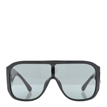 Chanel Acetate Crystal CC Shield Sunglasses 5466-B-A Black 2 of 8