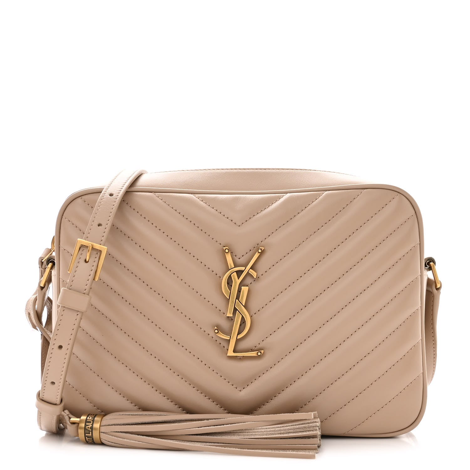 Saint Laurent Calfskin Matelasse Monogram Lou Camera Bag Dark Beige 1 of 10
