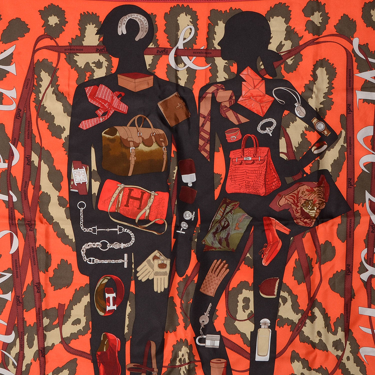 Hermes Silk Monsieur et Madame II Scarf 90 1 of 5