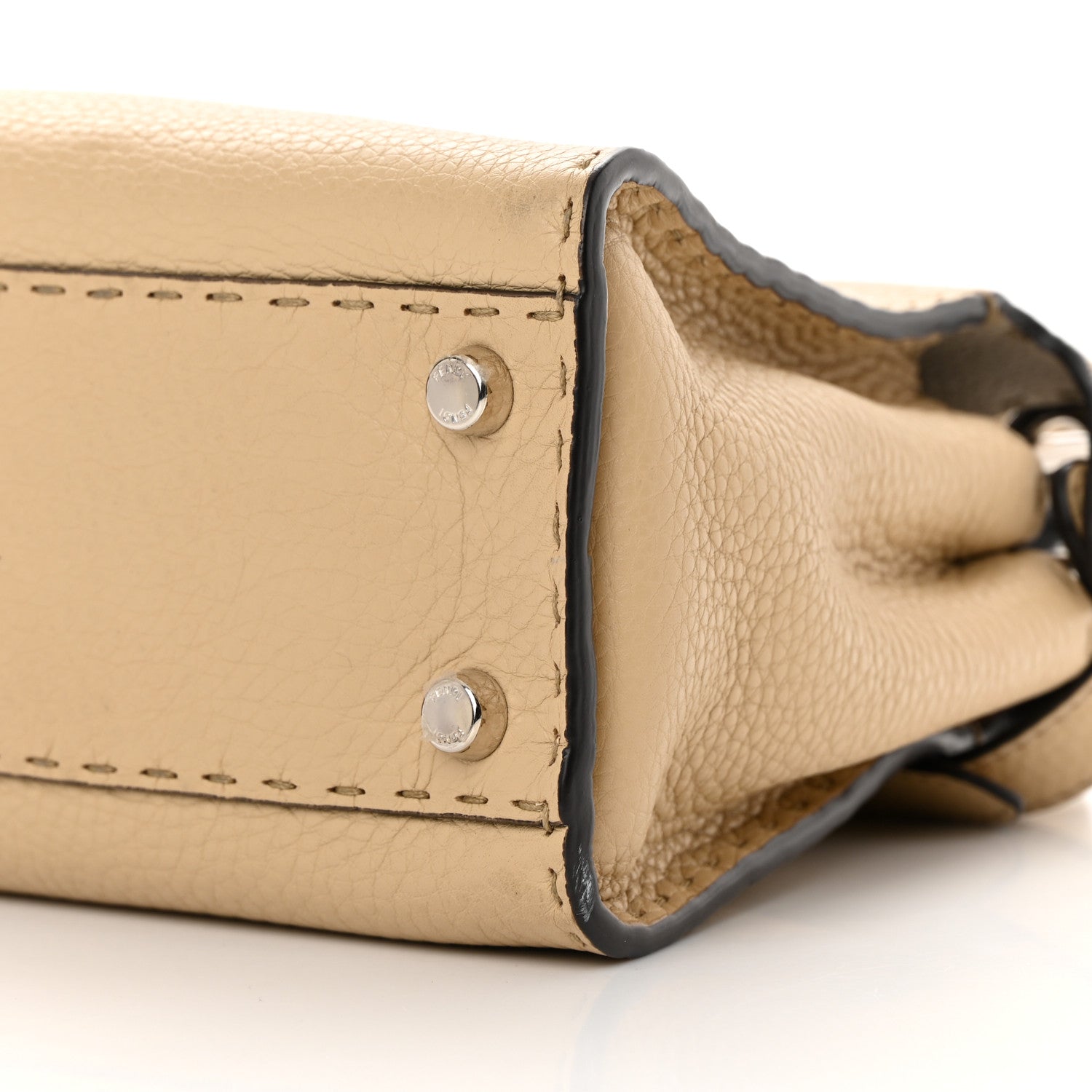 Fendi Cuoio Romano Selleria Medium Peekaboo Iconic Essentially Satchel Paglia Latte Mou 11 of 12