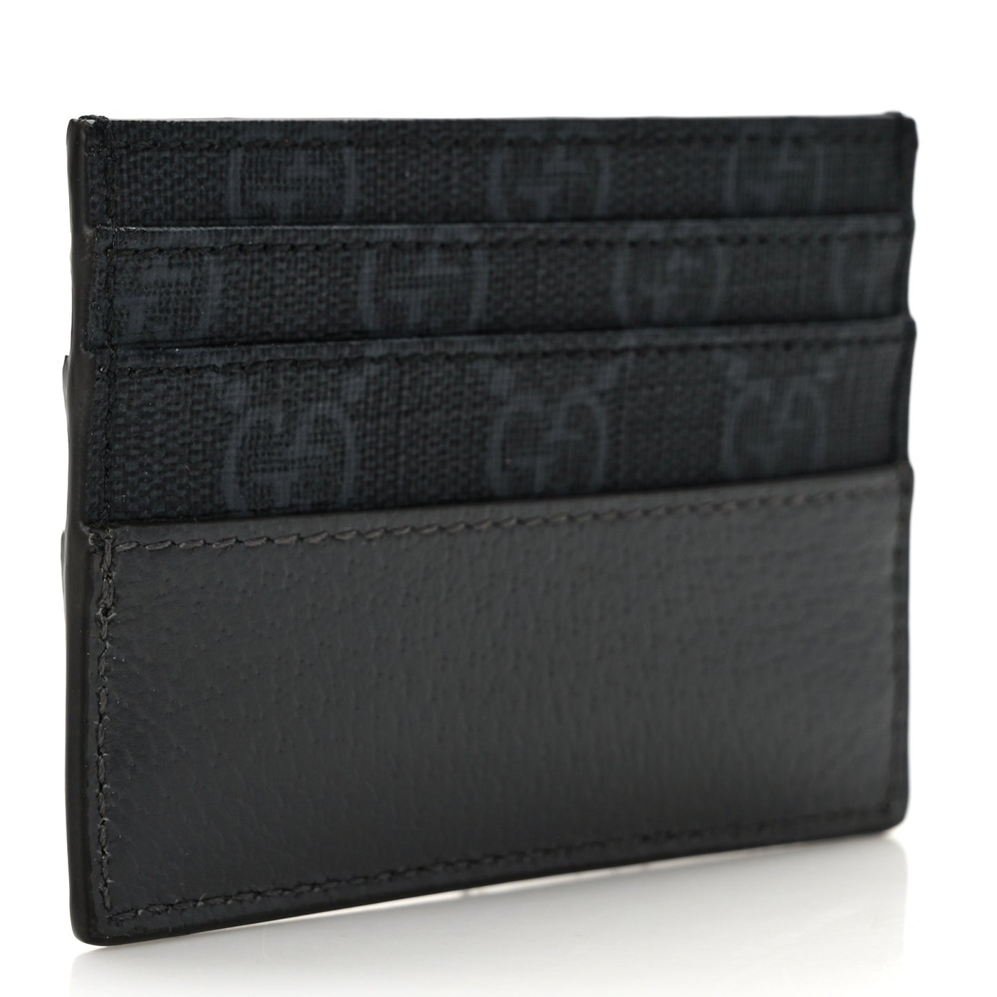 GG Supreme Monogram Textured Dollar Calfskin New Basket Card Holder Black Grey