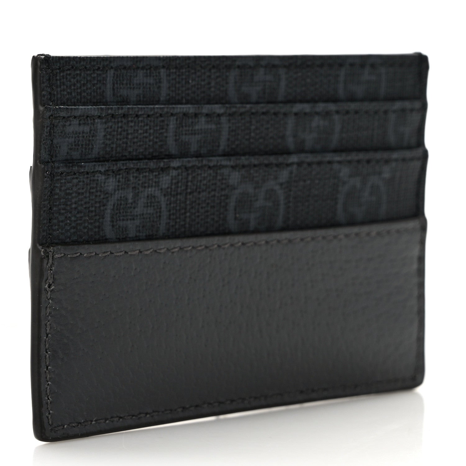 Gucci GG Supreme Monogram Textured Dollar Calfskin New Basket Card Holder Black Grey 3 of 7