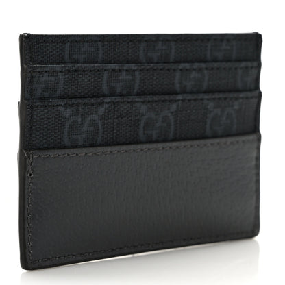 Gucci GG Supreme Monogram Textured Dollar Calfskin New Basket Card Holder Black Grey 3 of 7