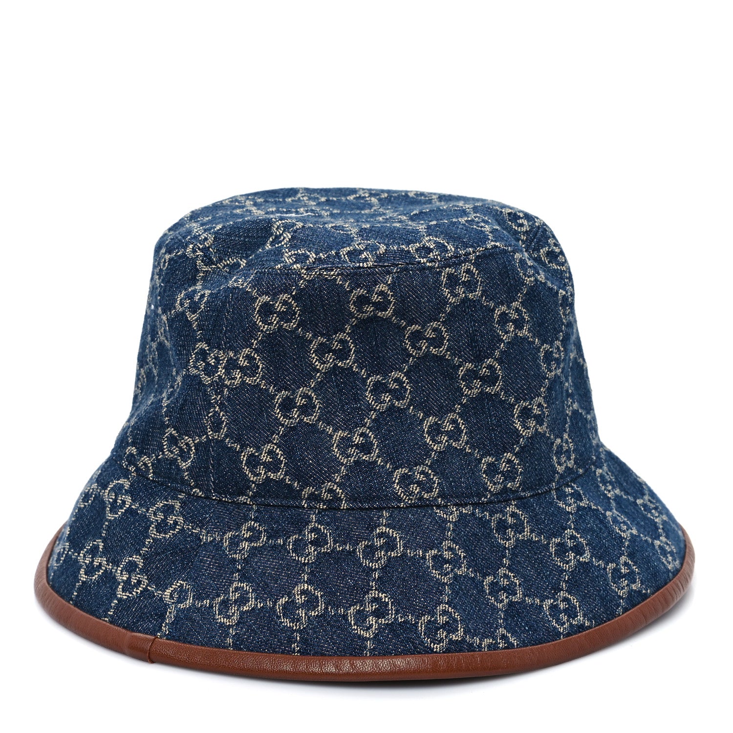 Gucci Washed Jacquard Denim Nappa GG Monogram Oscar Bucket Hat M Denim Cuir 1 of 10