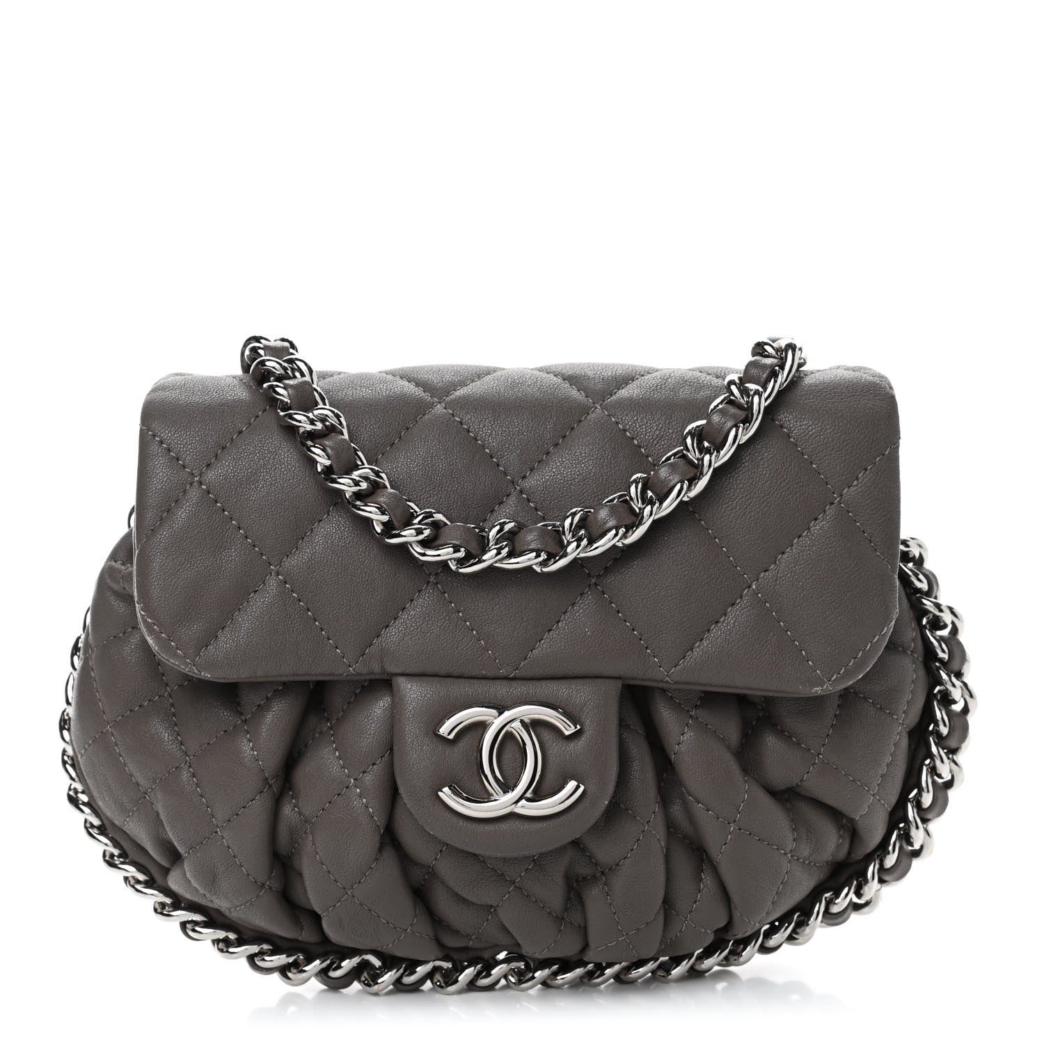 Chanel Washed Lambskin Quilted Mini Chain Around Flap Taupe 1 of 4
