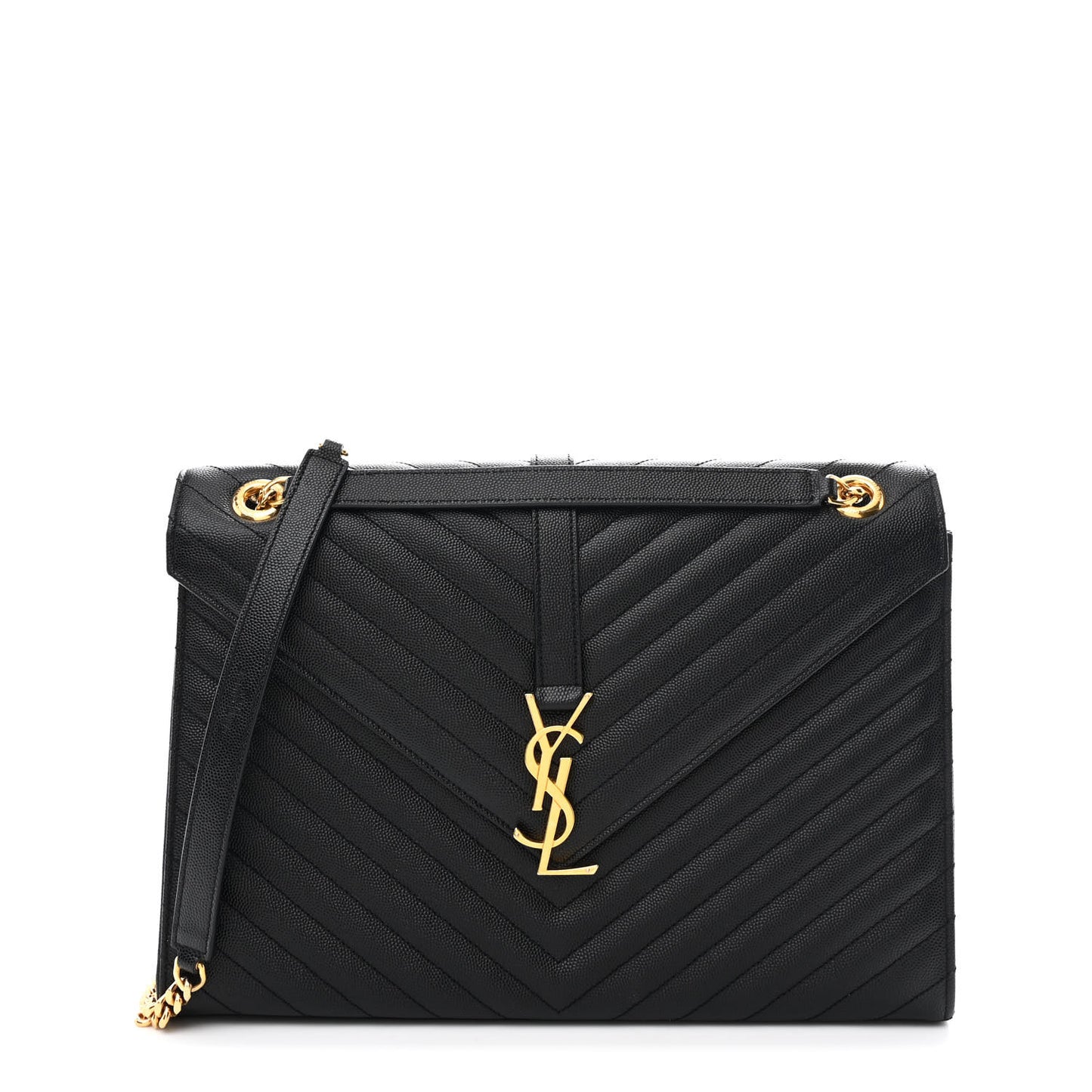 Grain De Poudre Matelasse Chevron Large Monogram Satchel Black