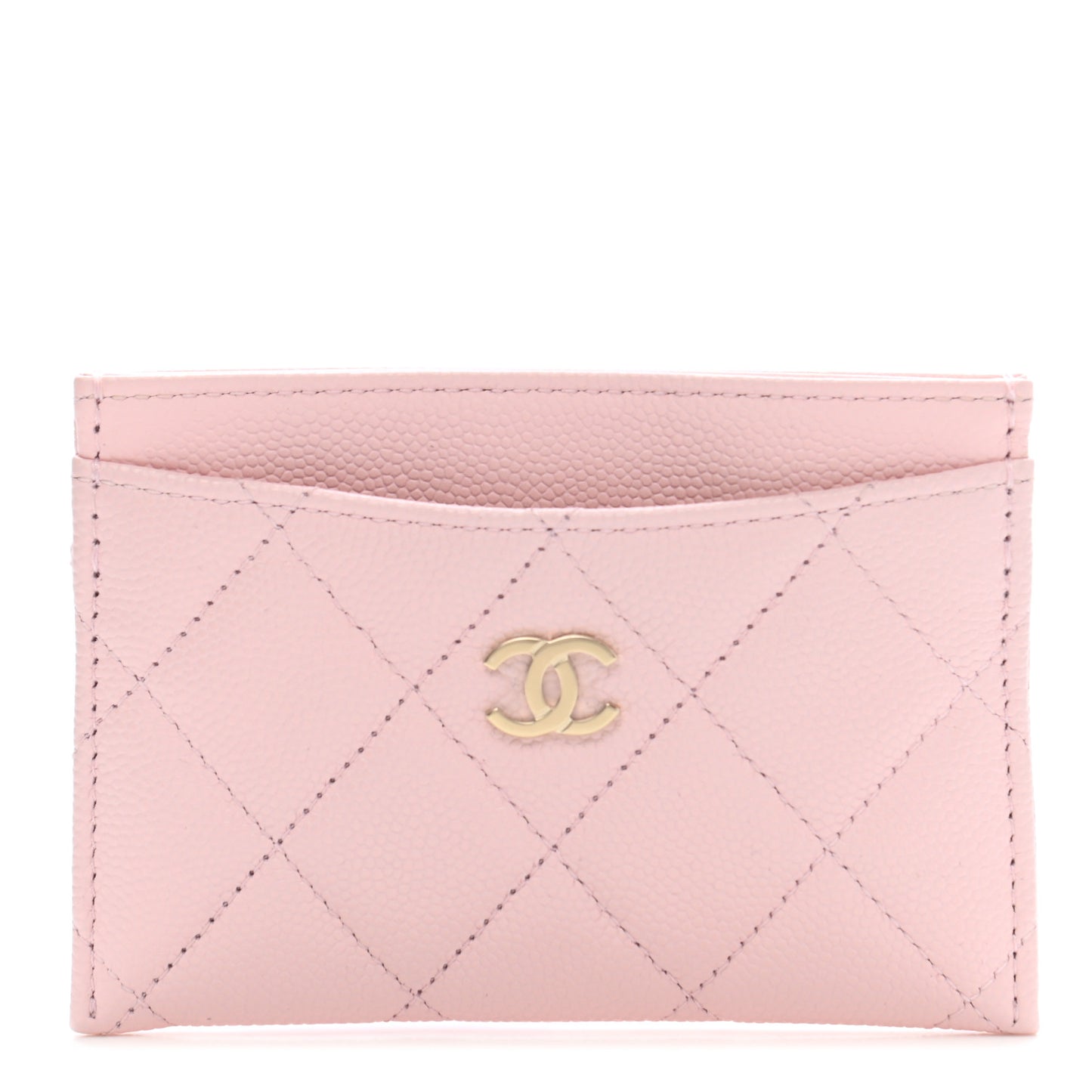 Caviar Quilted Card Holder Light Pink